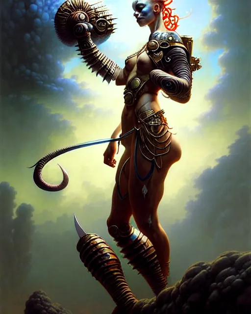 Image similar to beautiful warrior girl, fantasy character portrait, ultra realistic, wide angle, intricate details, the fifth element artifacts, highly detailed by peter mohrbacher, boris vallejo, hajime sorayama, wayne barlowe, aaron horkey, gaston bussiere, craig mullins