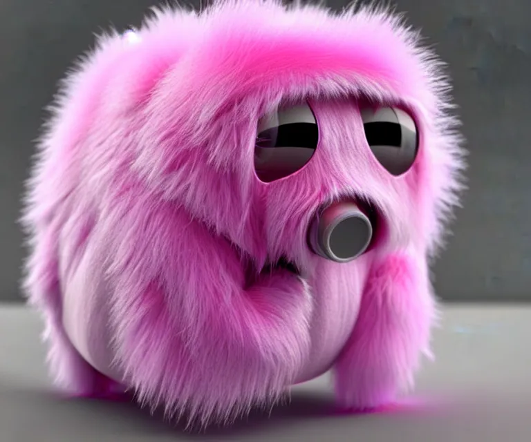 Prompt: high quality 3 d render hyperrealist very cute small tardiradiant, plush mascot, long spiky fluffy smooth hair, photo from the side, pink fluffy fur, vray, smooth background, artstation, ultra detailed