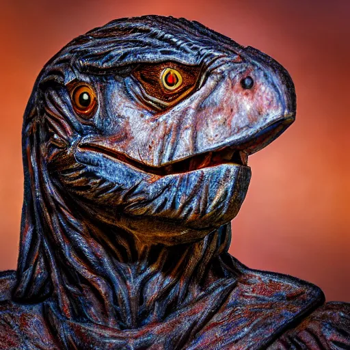 Prompt: raptor jesus, high quality photograph, well lit, detailed, hyperrealistic, hdr 4k, 8k, DSLR, 55mm