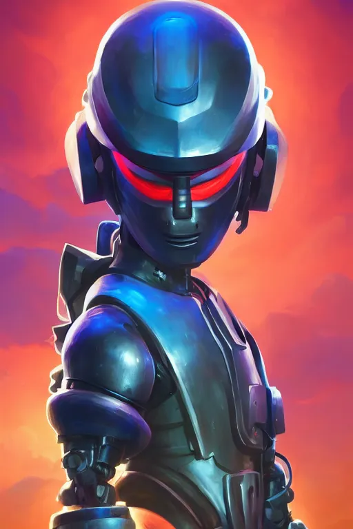 Image similar to epic mask helmet robot ninja portrait stylized as fornite style game design fanart by concept artist gervasio canda, behance hd by jesper ejsing, by rhads, makoto shinkai and lois van baarle, ilya kuvshinov, rossdraws global illumination radiating a glowing aura global illumination ray tracing hdr render in unreal engine 5