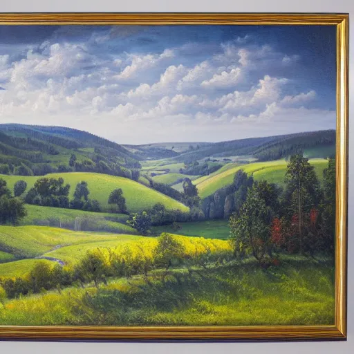 Prompt: intricate professional large format landscape painting of the czech countryside, highly detailed