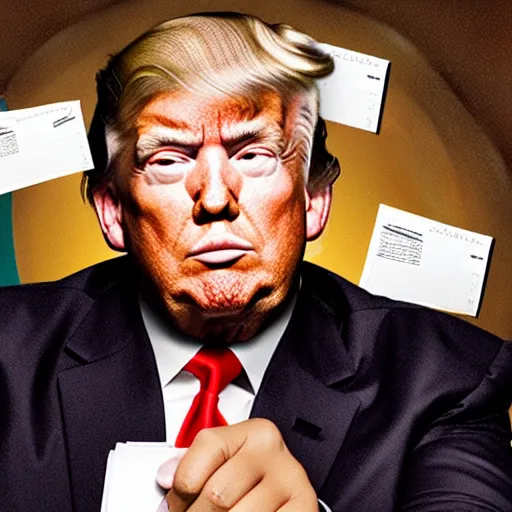 Prompt: UHD candid color photo of Donald Trump stuffing documents into the toilet, accurate faces, UHD, photorealistic, correct face, photo by Annie Leibowitz