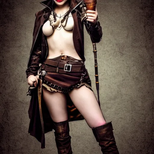 Prompt: full body photo beautiful steampunk rogue, highly detailed, 4k, HDR, award-winning photo
