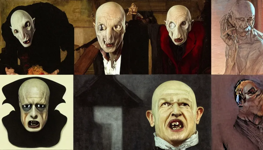 Image similar to torso and head portrait of david lynch as nosferatu, by lawrence alma tadema and rick berry and norman rockwell and jacob collins and tom lovell and frank schoonover