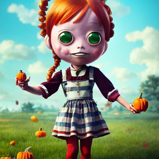 Prompt: an epic chibi comic book style portrait painting of pippi longstocking, character design by mark ryden and pixar and hayao miyazaki, unreal 5, daz, hyperrealistic, octane render, cosplay, dynamic lighting, intricate detail, harvest fall vibrancy, cinematic