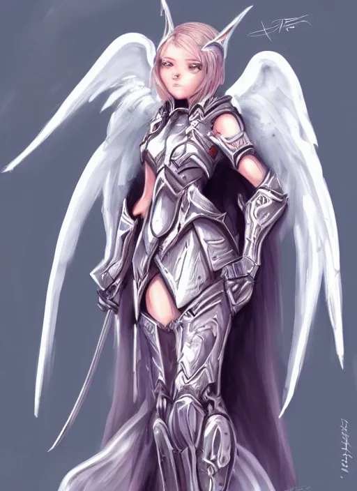 Image similar to concept art. angel knight girl. artsation trending. highly detailed