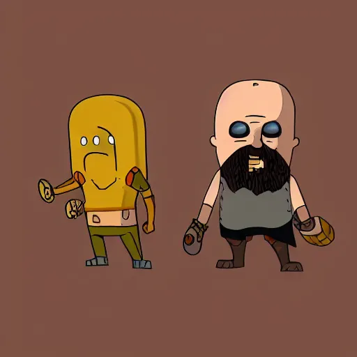 Image similar to god of war in the style of adventure time