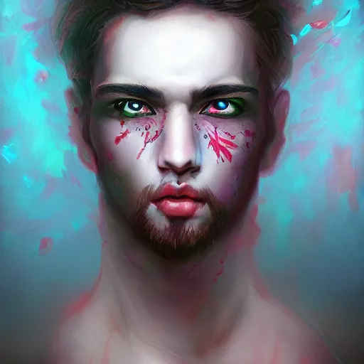Image similar to the man with the floral eyes, internet photo, digital legend, paranormal, digital painting, ultradetailed, artstation, oil painting, ultradetailed, artstation