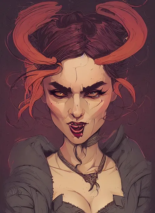 Image similar to beautifull succubus, cute face. dark fantasy, d & d, artstation, art by petros afshar, tom whalen, laurie greasley and greg rutkowski and ilya kuvshinov