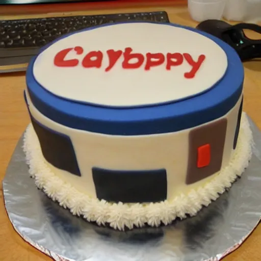 Prompt: a computer as a cake, very tasty