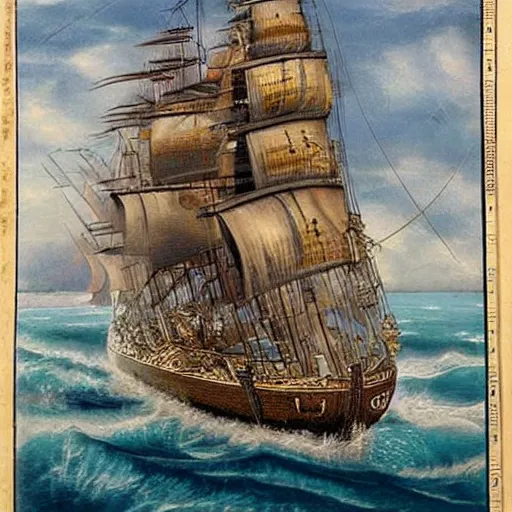 Image similar to grand maori 1 4 th century battleship fantasy high seas rain wind moody