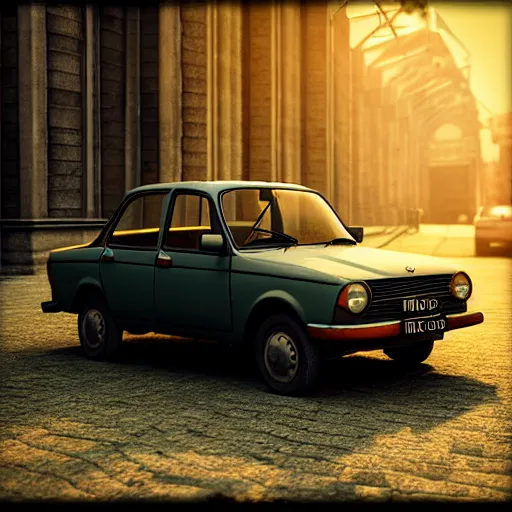 Prompt: an oldest car Lada 1300, cinematic color grading , unreal engine, hyperrealistic, dynamic lighting, highly detailed, studio light