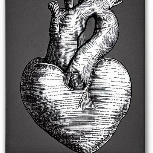 Prompt: Anatomical diagram of a heart by Leonardo Da Vinci