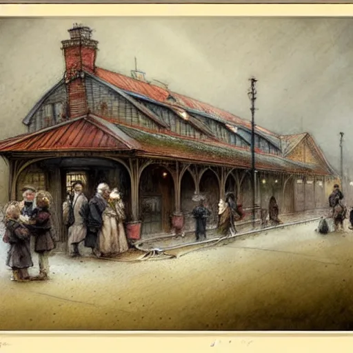 Image similar to (((((1800s train station . muted colors.))))) by Jean-Baptiste Monge !!!!!!!!!!!!!!!!!!!!!!!!!!!