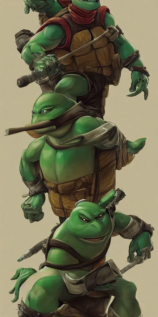 Image similar to Teenage mutant ninja turtle character concept art by carlos huante