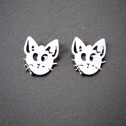 Image similar to 2d lasercut cat earrings, popular on artstation, popular on deviantart, popular on pinterest