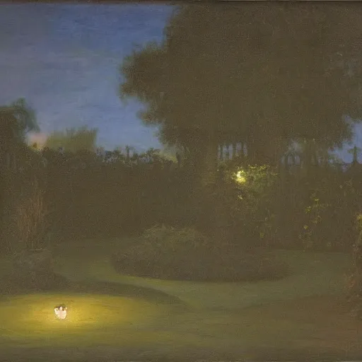 Image similar to a garden at night