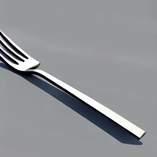 Image similar to a 3d object of a large fork, realistic, on its own, no background