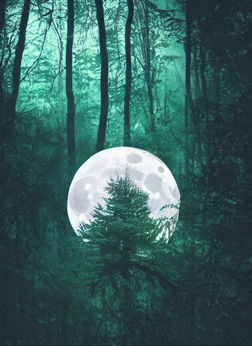 Image similar to 4 k, high details, thriller book cover of a forest with moon, realistic concept, unsplash photography, shutterstock, getty images, highly detailed photography, flickr