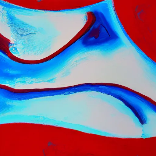 Image similar to acrylic abstract painting on canvas using primary red and blue