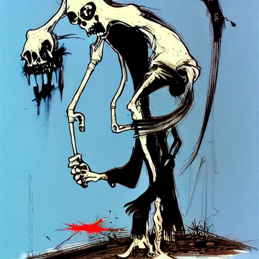 Prompt: grim reaper, art by ralph steadman