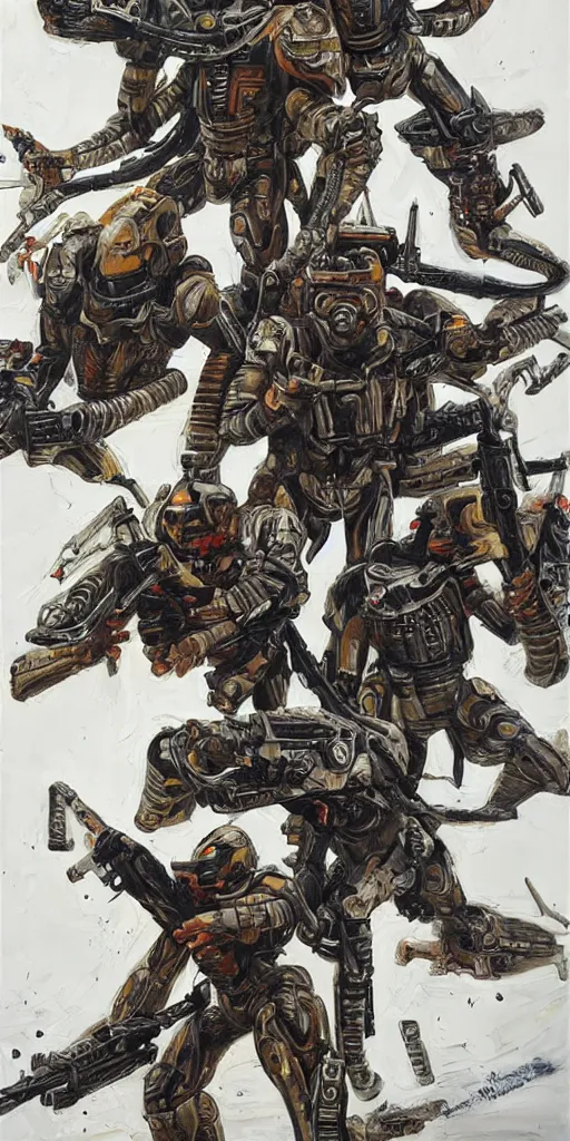 Image similar to oil painting scene from Starship Troopers movie art by kim jung gi