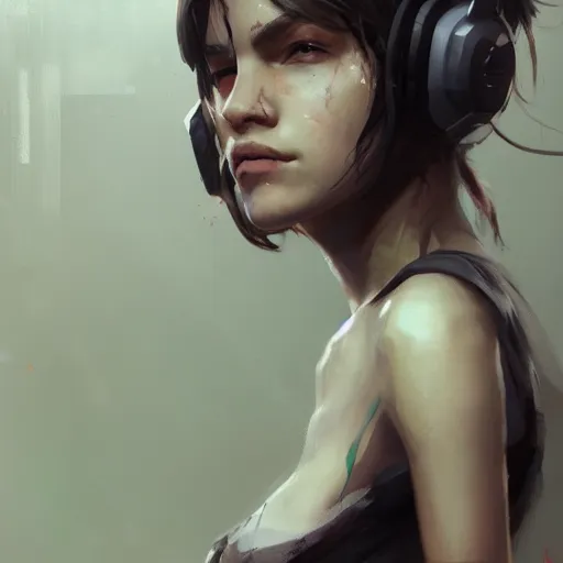 Image similar to epic portrait of gamer girl, by greg rutkowski, trending on artstation, 8 k, high detalied, cgsociety,