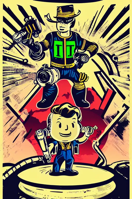 Image similar to fallout 7 6 retro futurist illustration art by butcher billy, sticker, colorful, illustration, highly detailed, simple, smooth and clean vector curves, no jagged lines, vector art, smooth andy warhol style