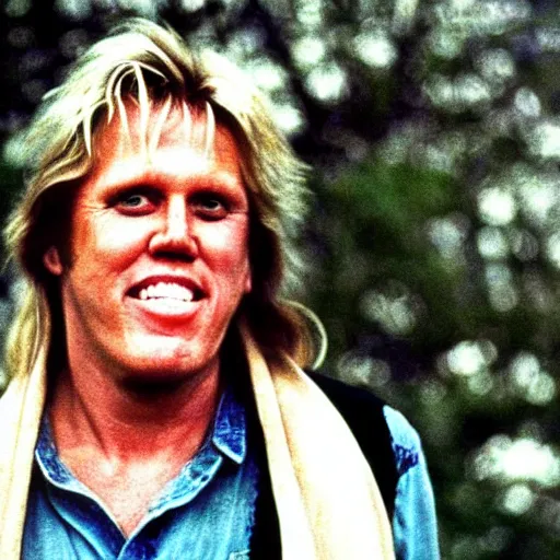 Prompt: gary busey as a hippie from the 7 0 s, photo from the 7 0 s