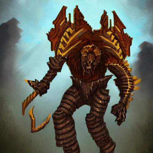 Image similar to minecraft warden in the style of a fantasy beast, ultra detail, painting, scary