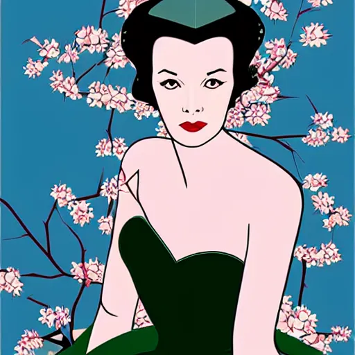 Image similar to beautiful digital illustration of Vivien Leigh by Patrick Nagel artist