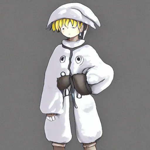 Image similar to boy wearing sheep suit, made in abyss art style