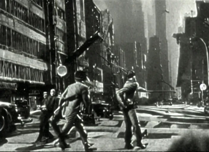 Image similar to scene from the 1 9 3 1 science fiction film escape from new york