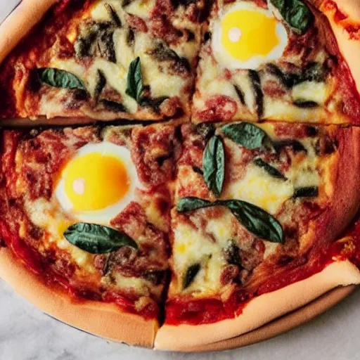 Image similar to a delicious robin's egg deep dish pizza.