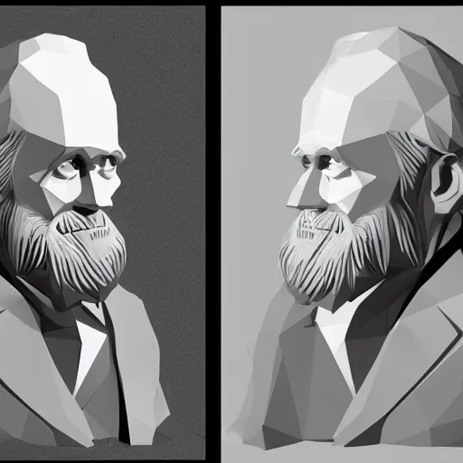 Image similar to low polygon charles darwin