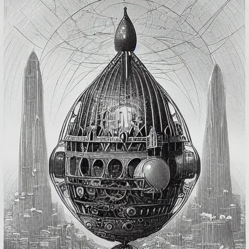 Image similar to enormous flying city in a faberge egg, sky, steampunk, fantasy art, masterpiece, hugh ferriss