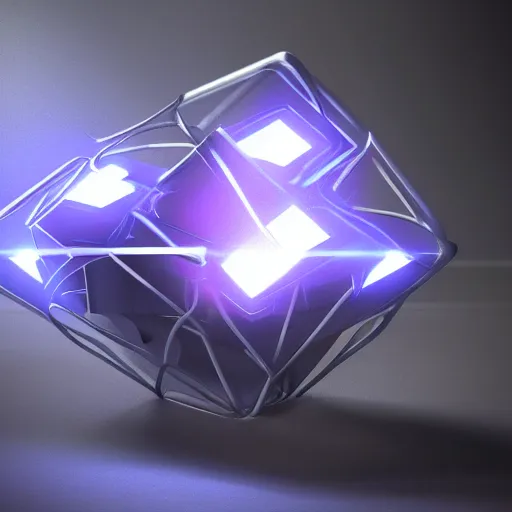 Image similar to product advertisement for a mystical ethereal cube, alien, futuristic, scifi, octane render, award winning