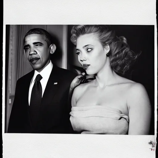 Prompt: photo of Scarlett Johannson and Obama, by Diane Arbus