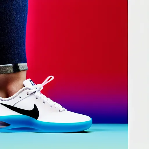 Image similar to Floating Nike Air with RGB soles, promo shot, packshot, studio shot