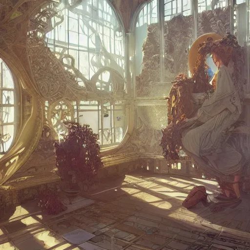 Prompt: a spacious building for metaverse, fibonacci, intricate, highly detailed, digital painting, artstation, concept art, smooth, sharp focus, illustration, unreal engine 5, 8 k, art by artgerm and greg rutkowski and alphonse mucha..