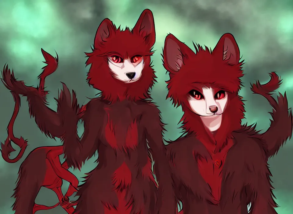 Prompt: furry - red - black - weasel - necromancer - fursona uhd ue 5 visual novel pc game expressions