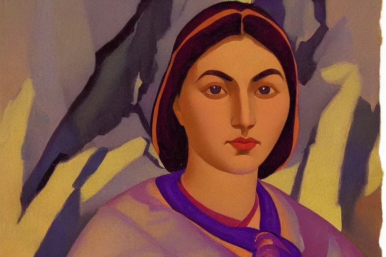 Image similar to woman portrait artwork by nicholas roerich