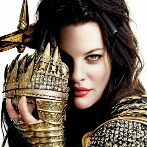 Image similar to photo of liv tyler as a warrior with diamond encrusted armour