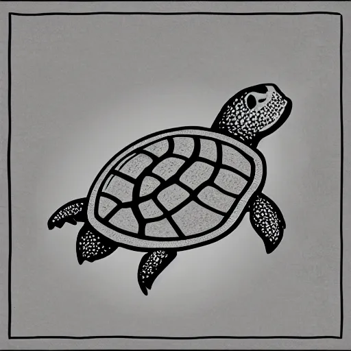 Image similar to storybook illustration of a turtle with a propeller, storybook illustration, monochromatic