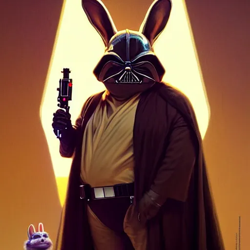 Prompt: hyper realistic, star wars, portrait of a mega derpy john candy as big chungus, with bunny ears, stoned, by greg rutkowski, scott m fischer, artgerm, loish, slight glow, atmospheric, anne stokes, alexandros pyromallis