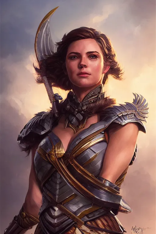 Image similar to amazon valkyrie athena, d & d, fantasy, portrait, highly detailed, headshot, digital painting, trending on artstation, concept art, sharp focus, illustration, art by artgerm and greg rutkowski and magali villeneuve