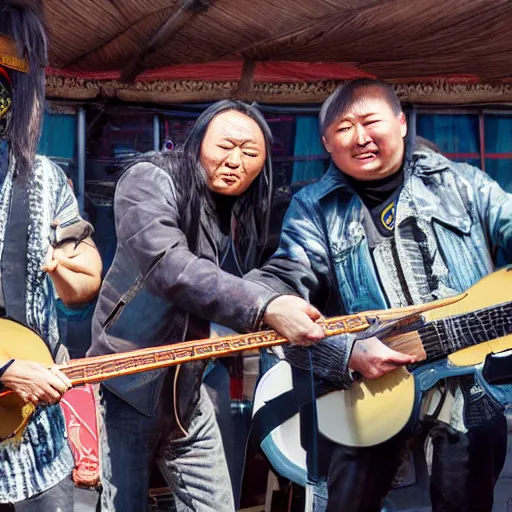 Prompt: Mongolian rock band