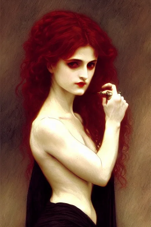Image similar to victorian vampire, painting by rossetti bouguereau, detailed art, artstation