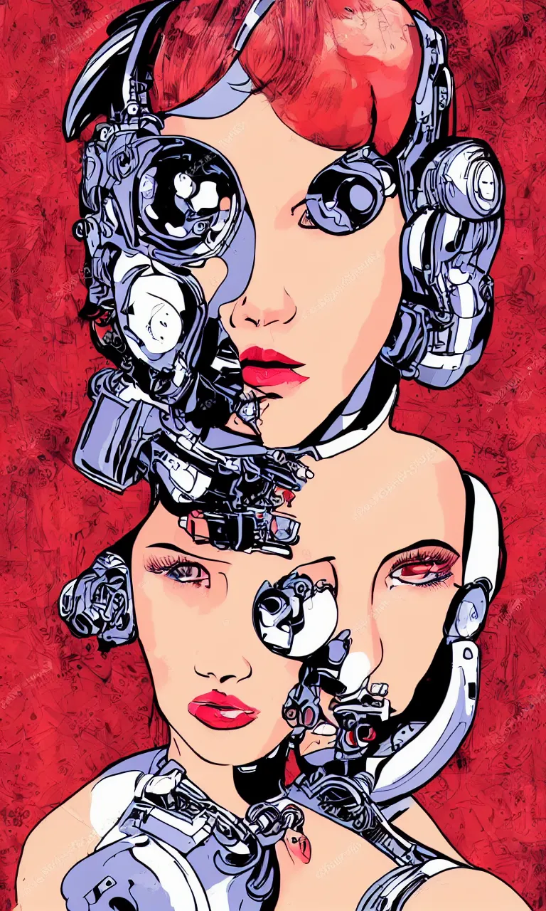 Image similar to the portrait of beautiful retro futuristic cyborg girl 9 0 s style