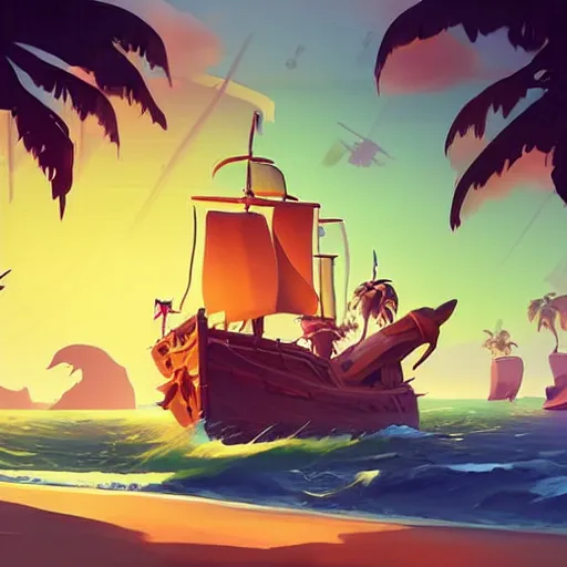 Image similar to painting treasure on sea of thieves game smooth median photoshop filter cutout vector, behance hd by jesper ejsing, by rhads, makoto shinkai and lois van baarle, ilya kuvshinov, rossdraws global illumination